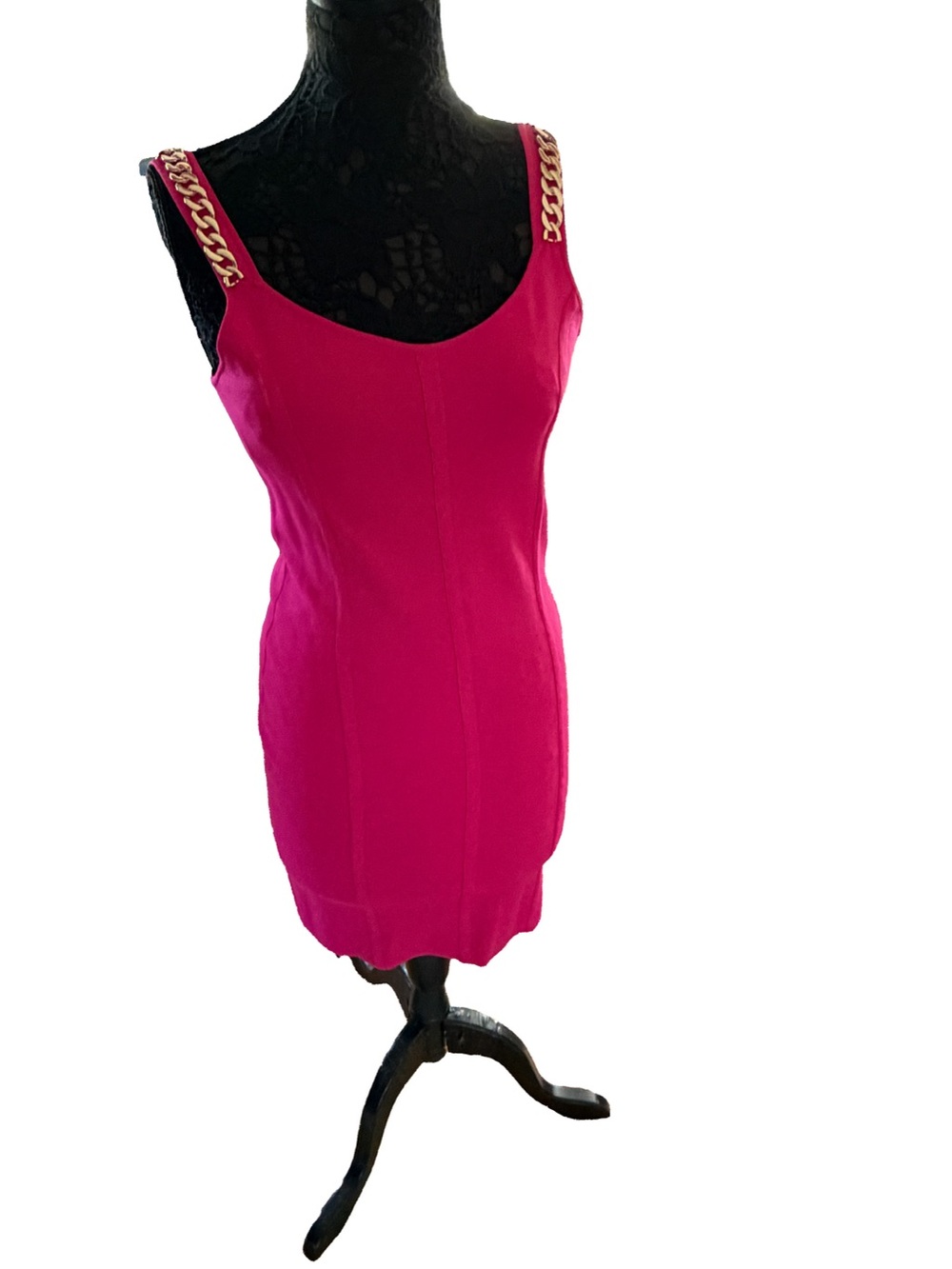 bebe Hot Pink Knit Dress with Logo Tag